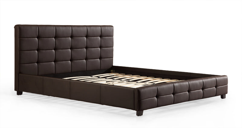 King PU Leather Deluxe Bed Frame Brown