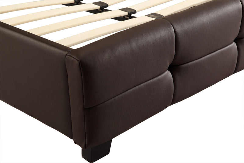 King PU Leather Deluxe Bed Frame Brown