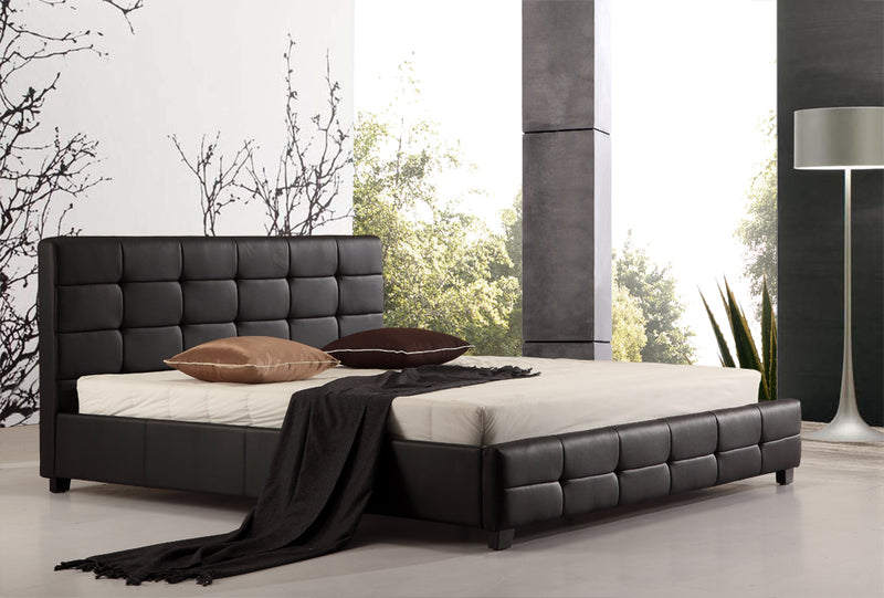 King PU Leather Deluxe Bed Frame Black