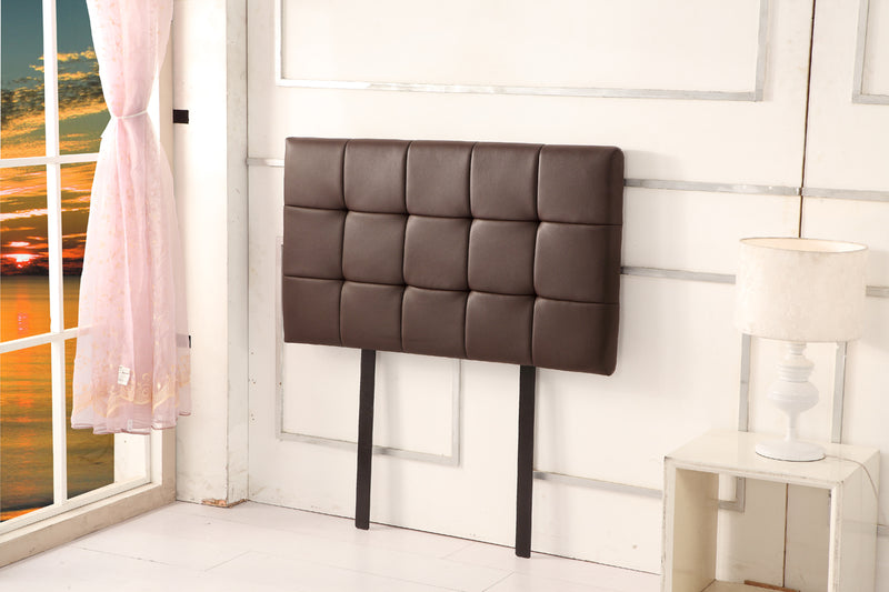 PU Leather Single Bed Deluxe Headboard Bedhead - Brown