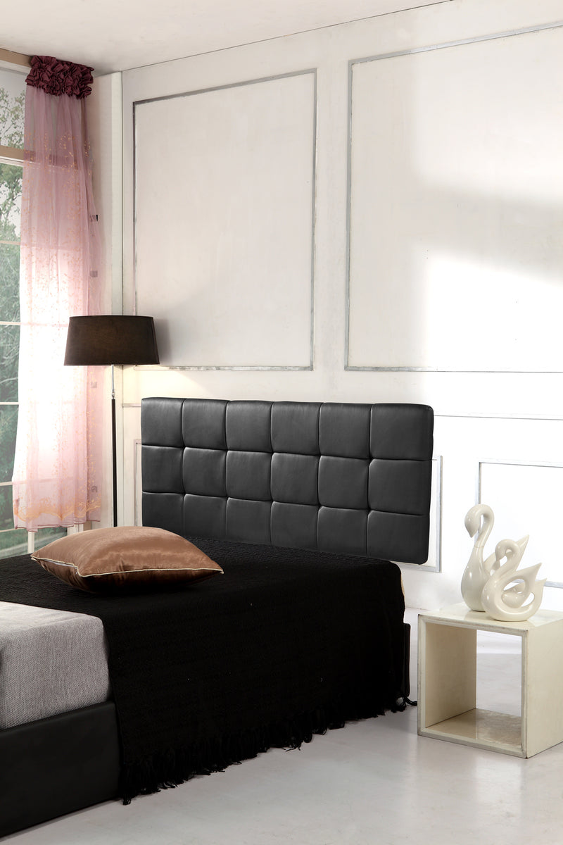 PU Leather Double Bed Deluxe Headboard Bedhead - Black