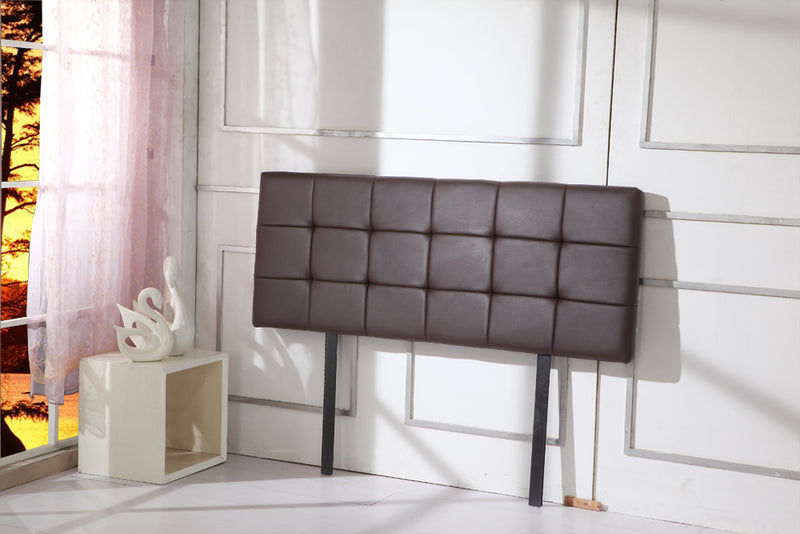 PU Leather Double Bed Deluxe Headboard Bedhead - Brown