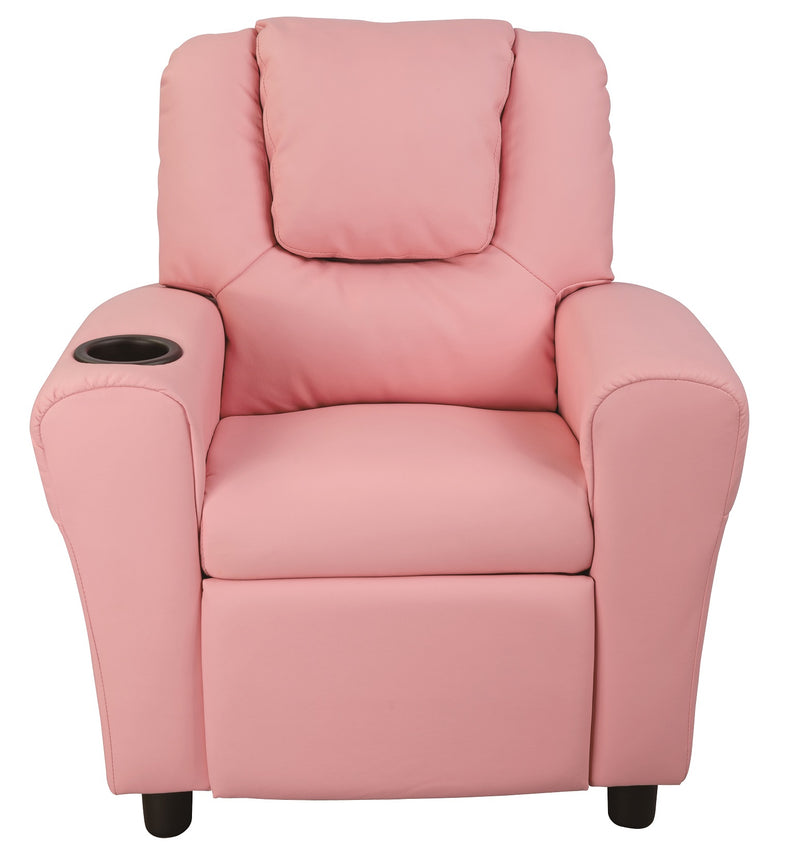 PU Leather Kids Recliner with Drink Holder