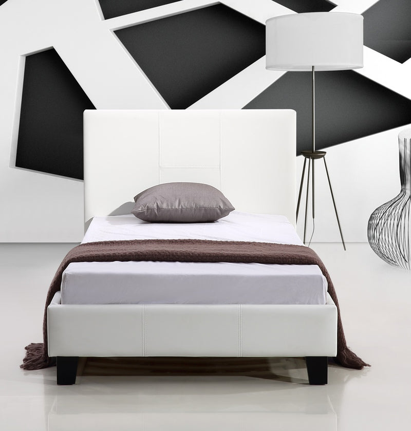 Single PU Leather Bed Frame White