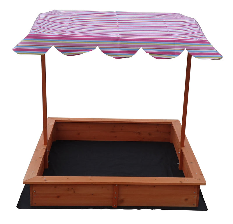 Kids Wooden Toy Sandpit with Adjustable Canopy