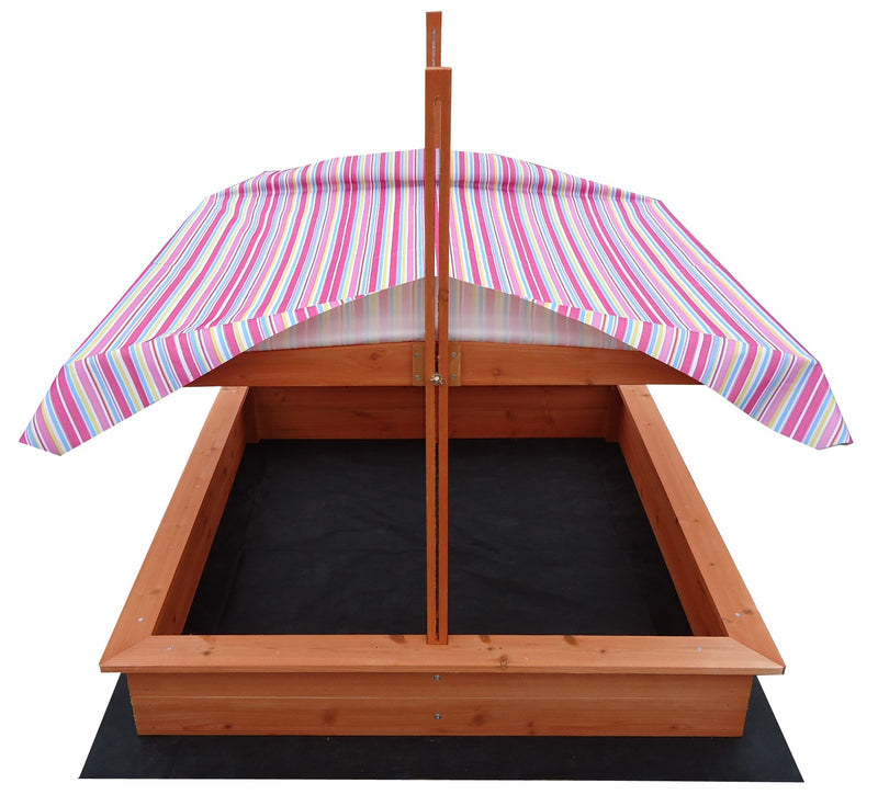 Kids Wooden Toy Sandpit with Adjustable Canopy