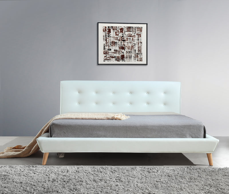 King PU Leather Deluxe Bed Frame White