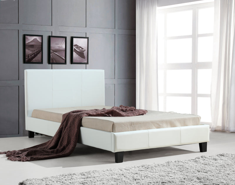 King Single PU Leather Bed Frame White