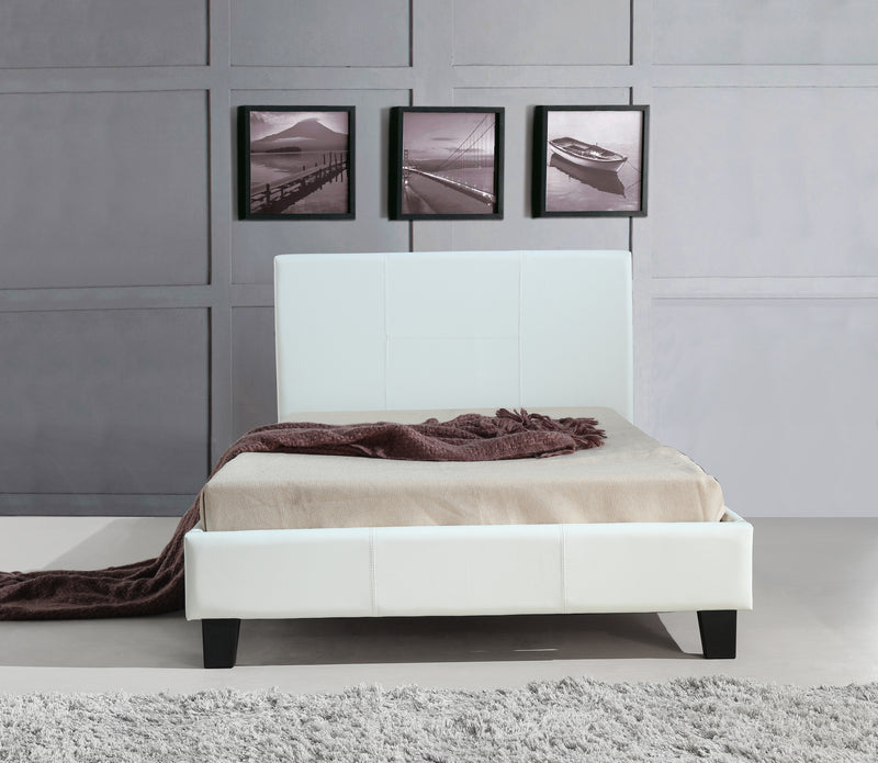 King Single PU Leather Bed Frame White