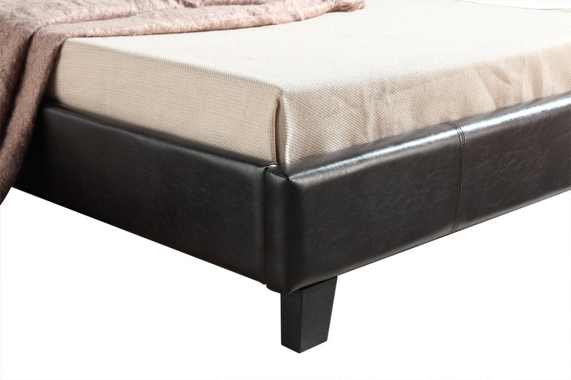 King Single PU Leather Bed Frame Brown