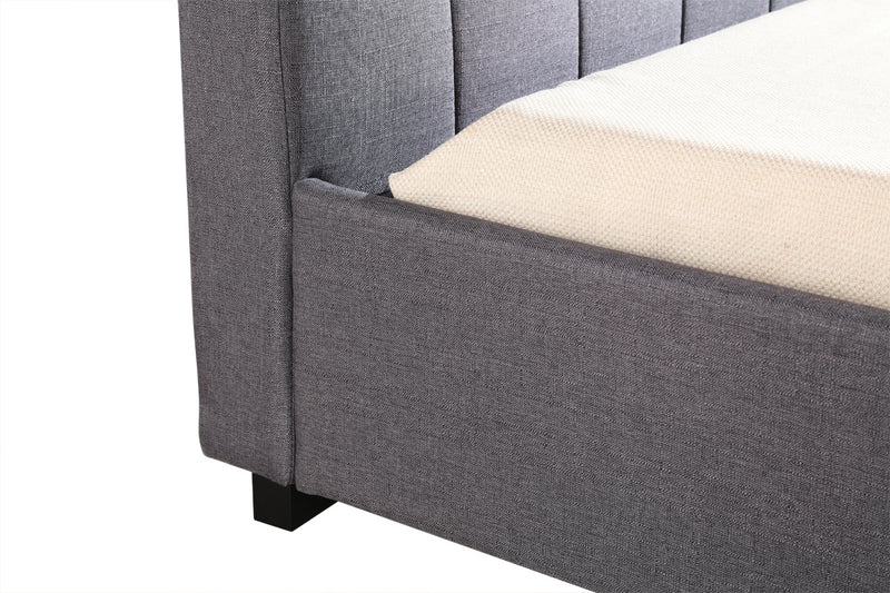 King Single Linen Fabric Deluxe Bed Frame Grey