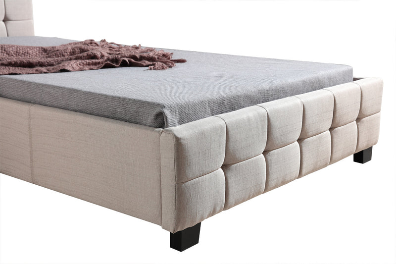 King Single Linen Fabric Deluxe Bed Frame Beige