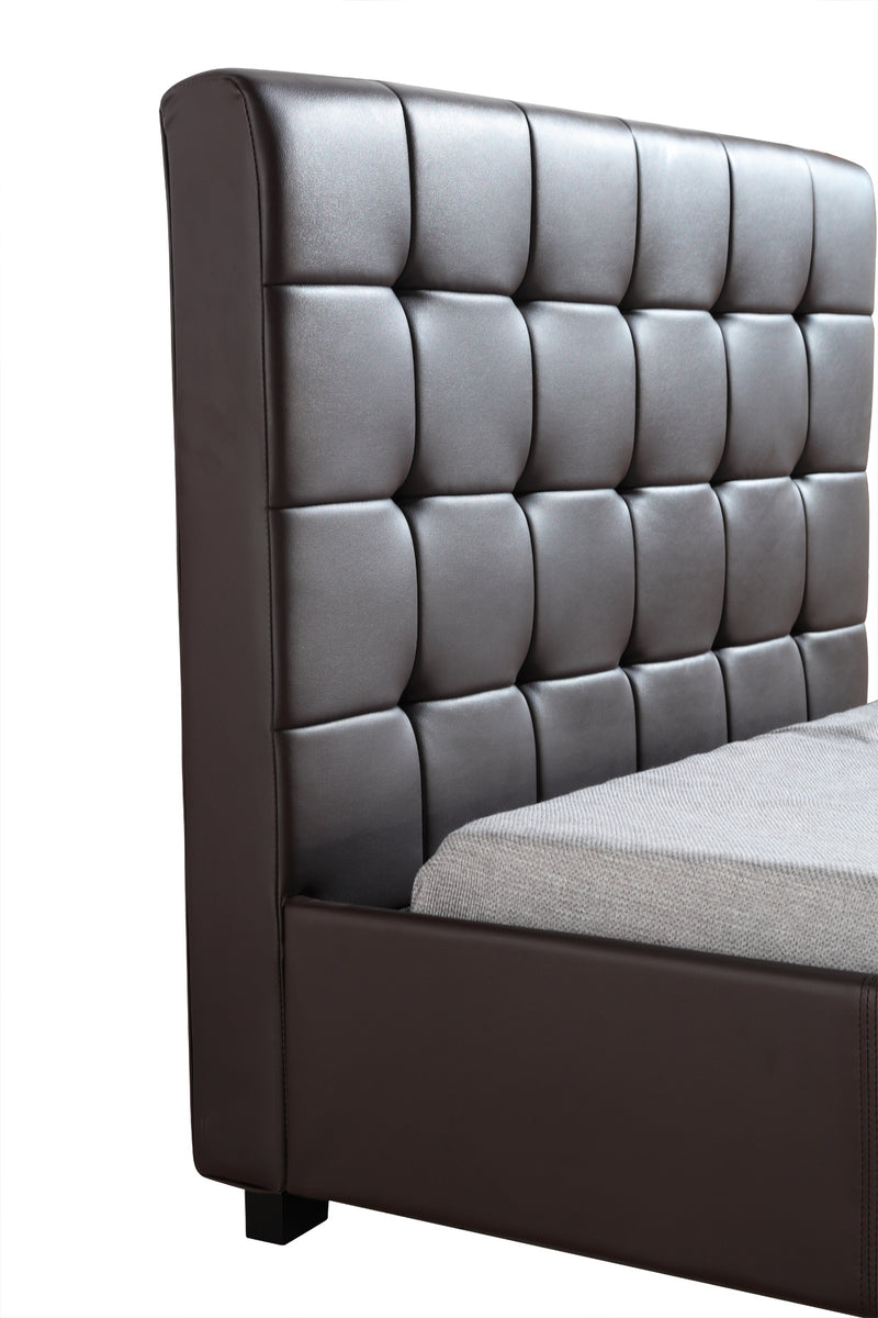 King Single PU Leather Deluxe Bed Frame Brown