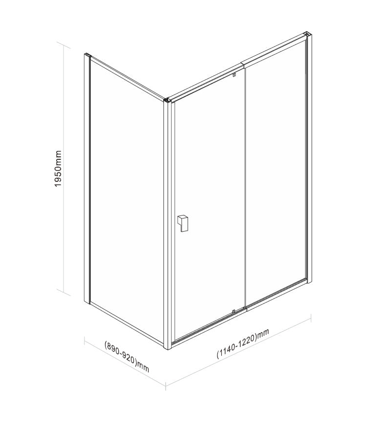 Semi Frameless Shower Screen (114~122)x 195cm & (89~92)x 195cm Side AS/NZS Glass