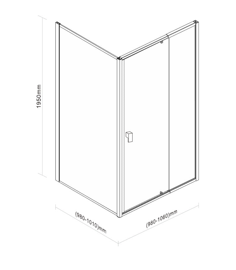 Semi Frameless Shower Screen (98~106)x 195cm & (98~101)x 195cm Side AS/NZS Glass