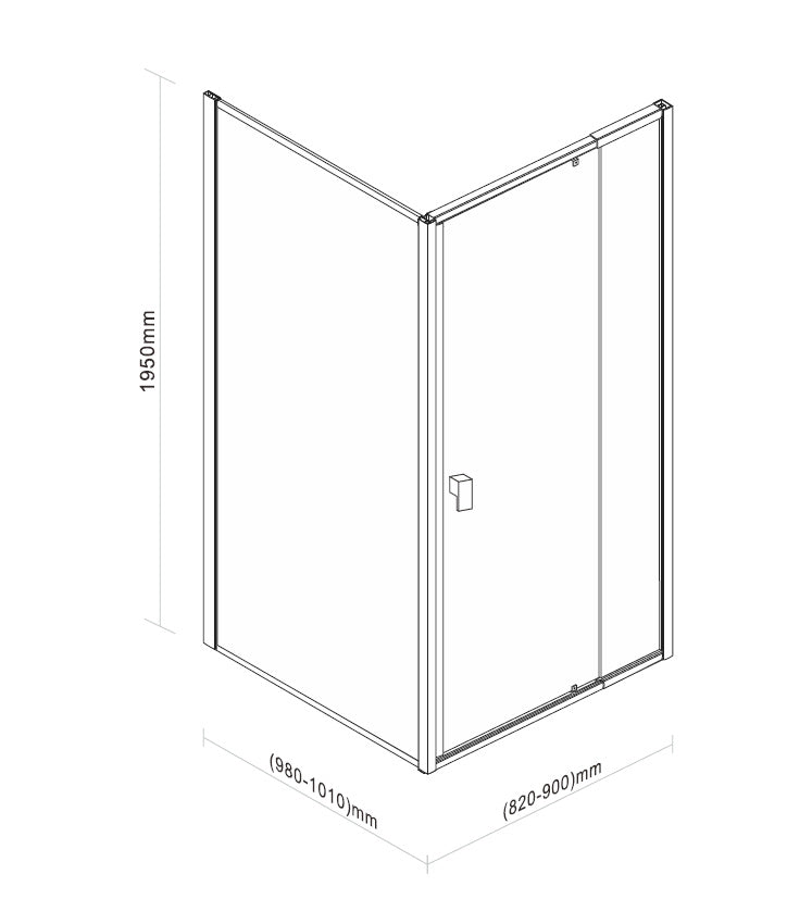 Semi Frameless Shower Screen (82~90)x 195cm & (98~101)x 195cm Side AS/NZS Glass