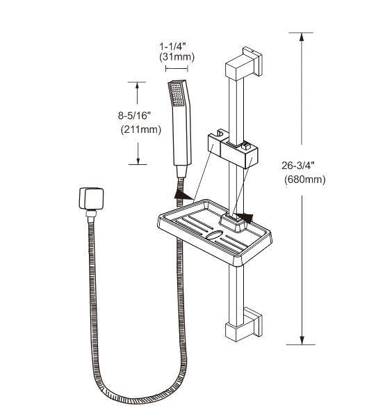 Hand Held Shower Rail Soap Dish Bathroom Set