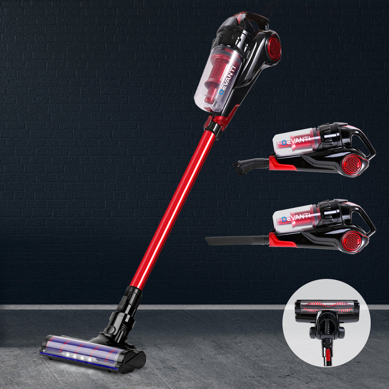 Devanti Cordless Handstick Vacuum Cleaner - Black and Red