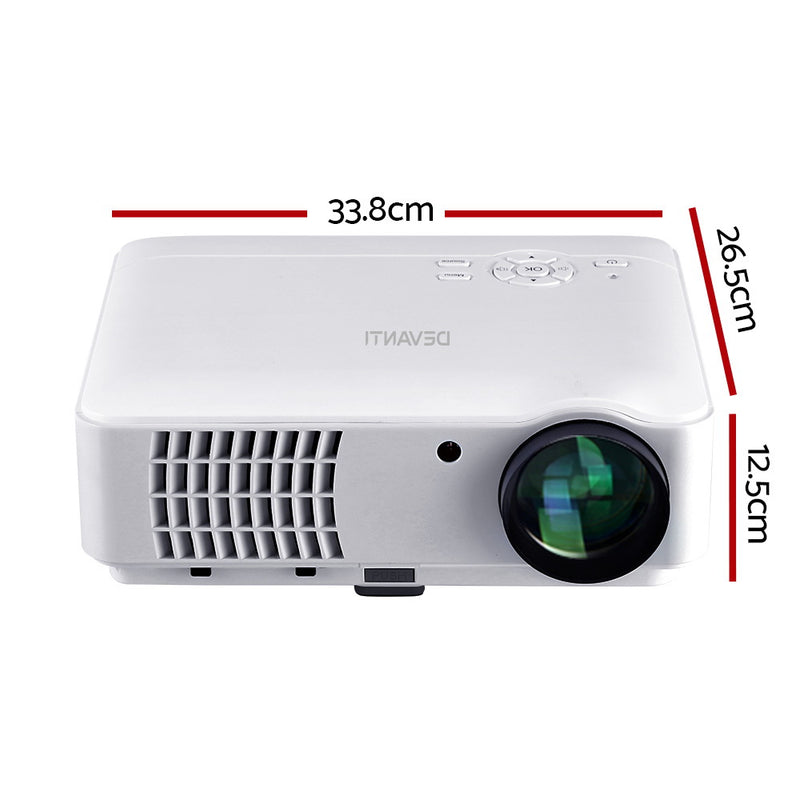 Devanti Mini Video Projector Portable HD 1080P 2500 Lumens Home Theater USB VGA