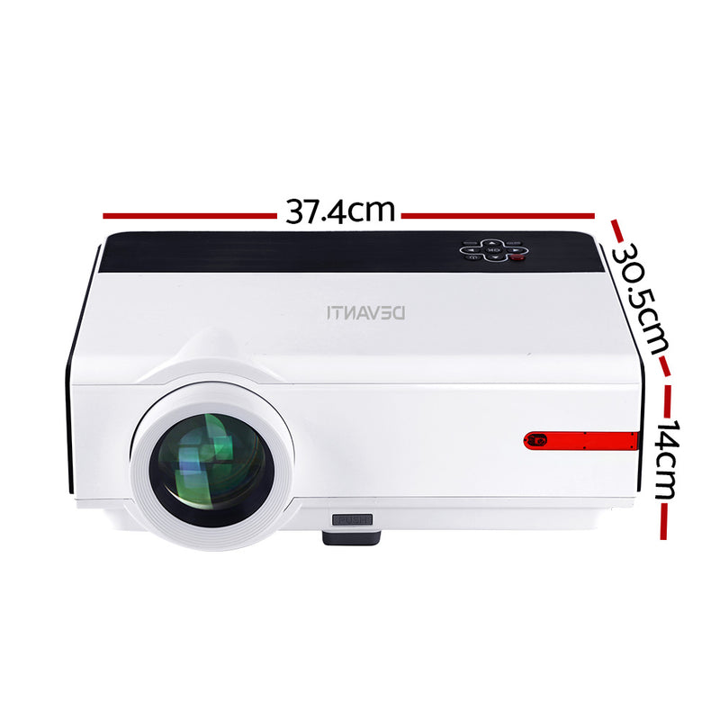 Devanti Mini Video Projector Portable WiFi Bluetooth HD 1080P 3200 Lumens Home Theater