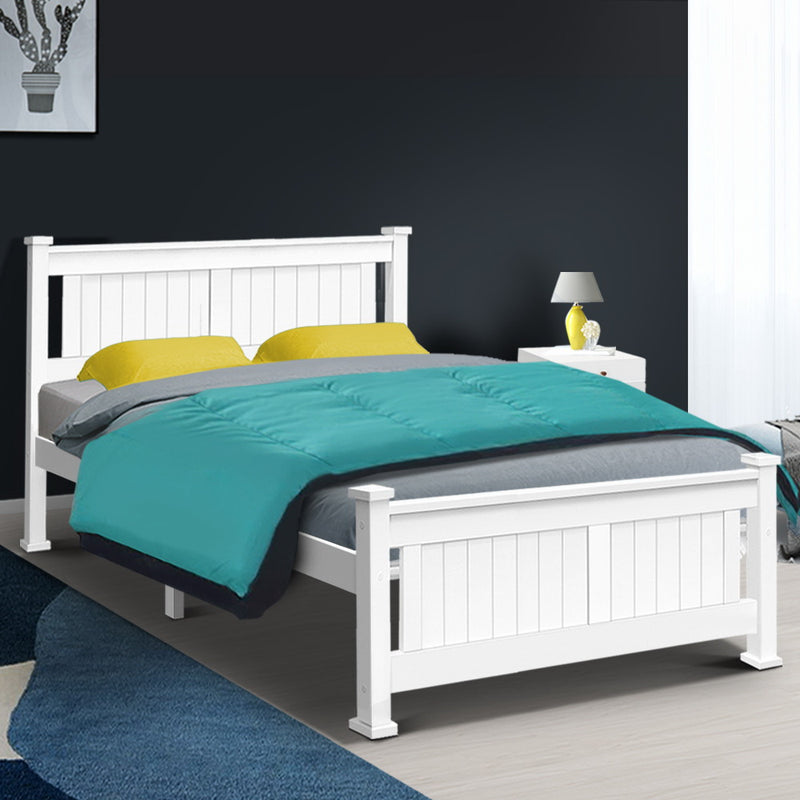 Double Size Wooden Bed Frame - White