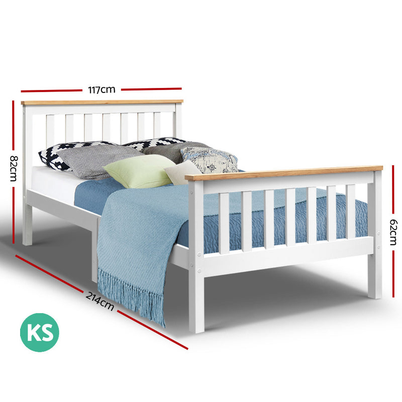 King Single Wooden Bed Frame Timber  Kids Adults