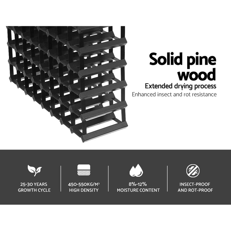 72 Bottle Timber Wine Rack Wooden Storage Wall Racks Holders Cellar Black