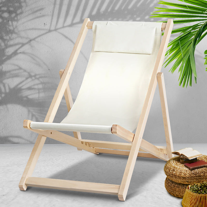 Outdoor Furniture Sun Lounge Chairs Deck Chair Folding Wooden Patio Beach