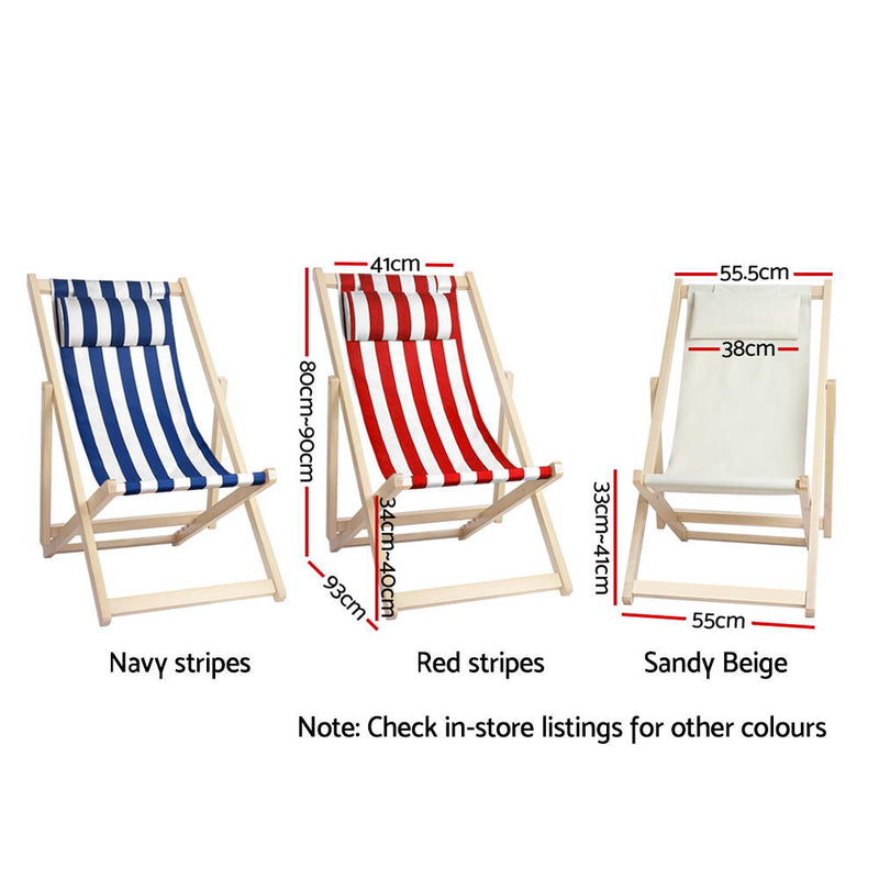 Outdoor Furniture Sun Lounge Wooden Beach Chairs Deck Chair Folding Patio