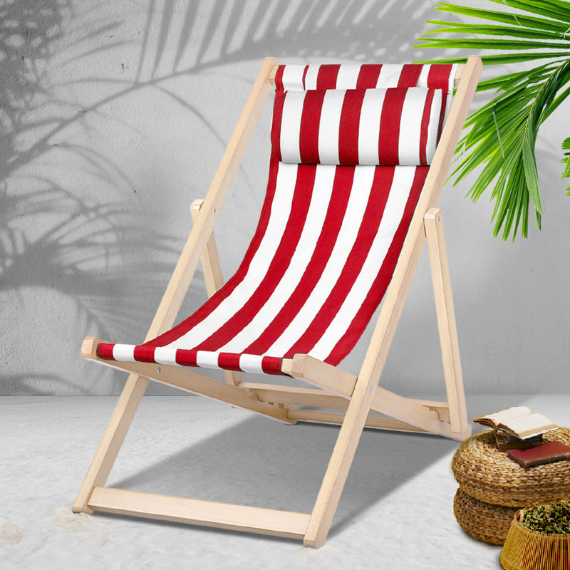 Outdoor Furniture Sun Lounge Wooden Beach Chairs Deck Chair Folding Patio