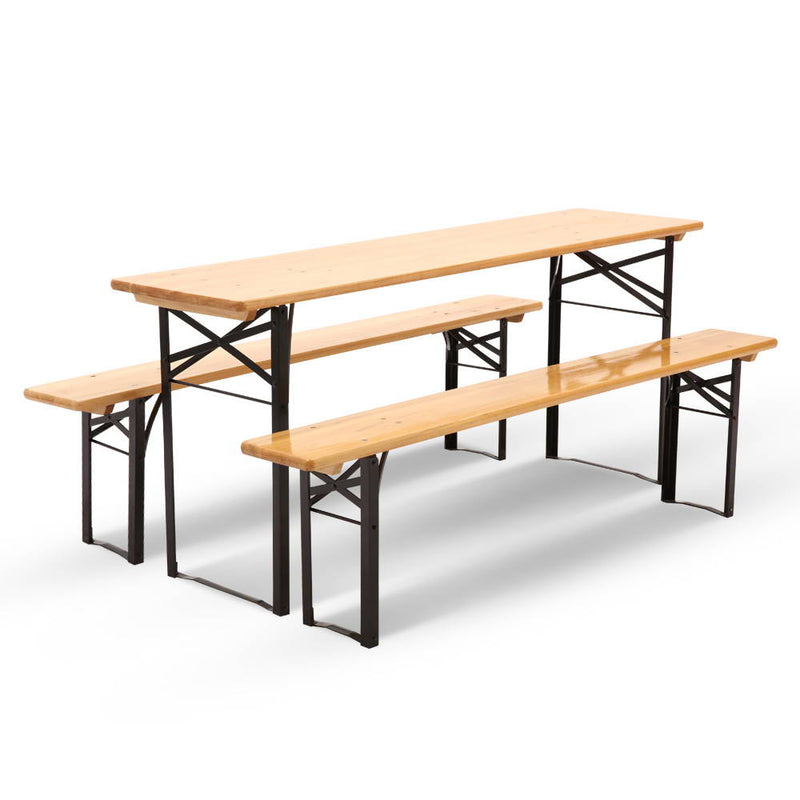 Wooden Outdoor Foldable Bench Set - Natural