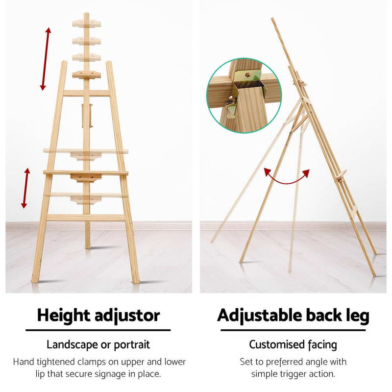 Pine Wood Easel Art Display Painting Shop Tripod Stand Wedding 175cm