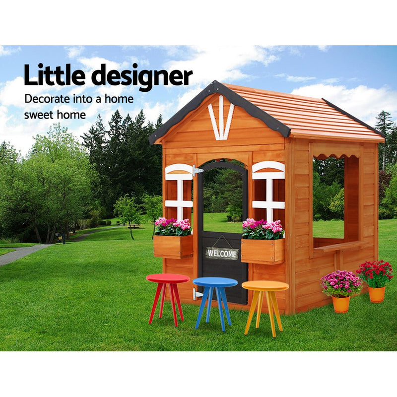 Kids Cubby House Wooden Outdoor Playhouse Timber Childrens Pretend Play