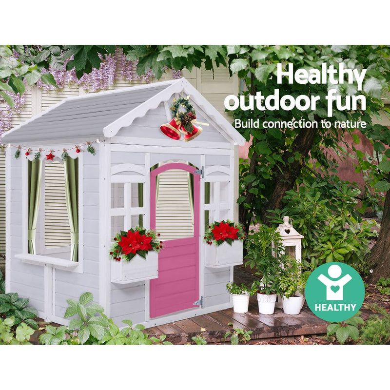 Kids Cubby House Wooden Outdoor Childrens Gift Pretend Play Set