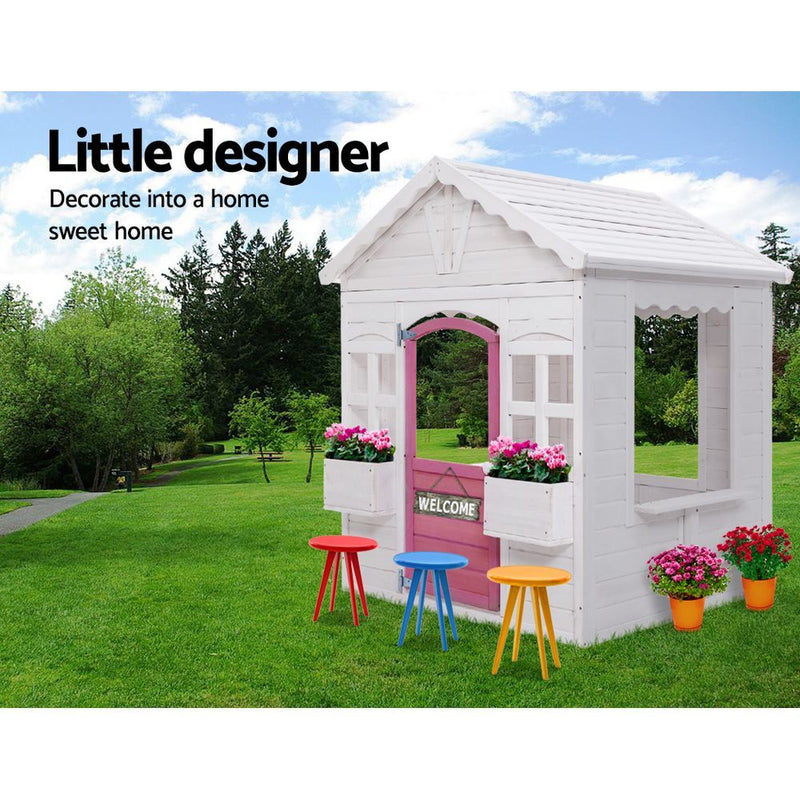 Kids Cubby House Wooden Outdoor Childrens Gift Pretend Play Set