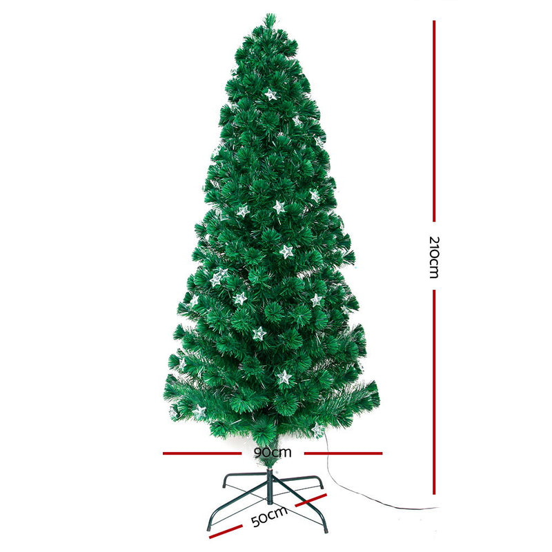 2.1M 7FT LED Christmas Tree Xmas Optic Fiber Multi Colour Lights