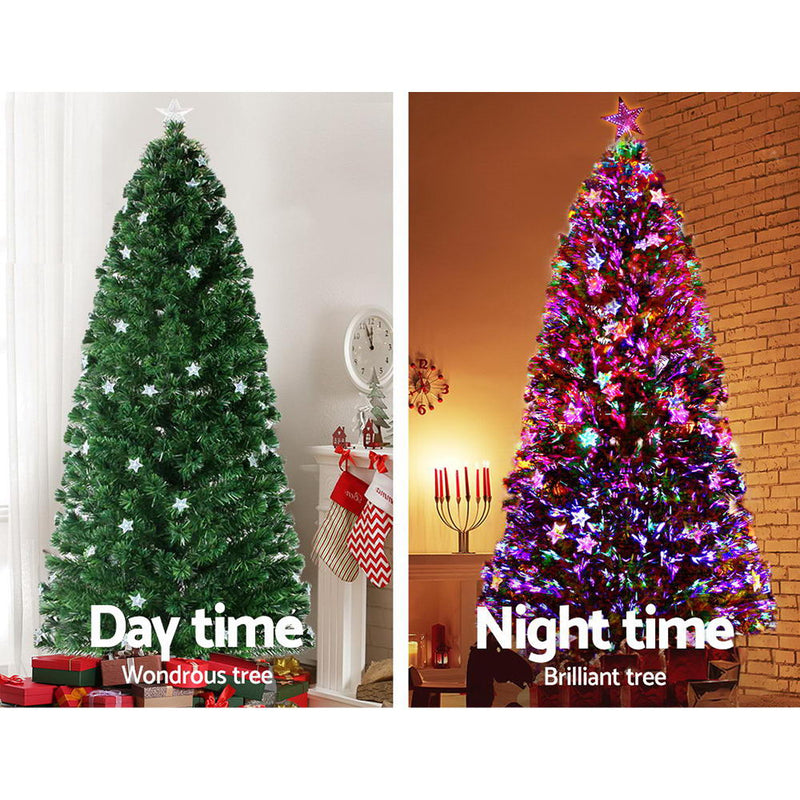 2.1M 7FT LED Christmas Tree Xmas Optic Fiber Multi Colour Lights