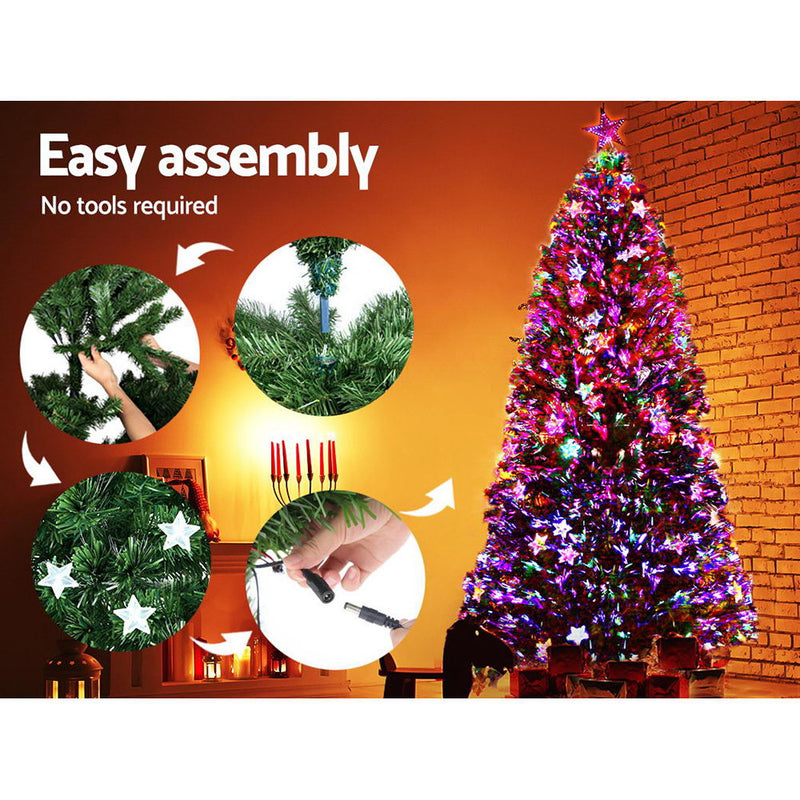 2.1M 7FT LED Christmas Tree Xmas Optic Fiber Multi Colour Lights