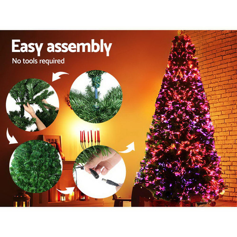 2.1M 7FT LED Christmas Tree Optic Fiber Xmas Multi Colour Lights