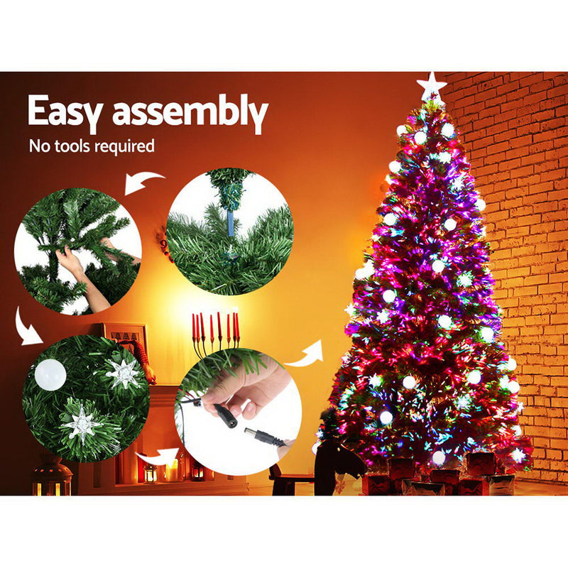 2.1M 7FT LED Christmas Tree Optic Fiber Xmas Multi Colour Lights