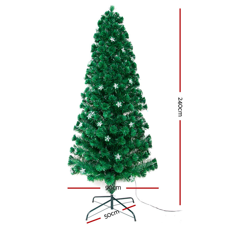 2.4M 8FT LED Christmas Tree Xmas Optic Fiber Multi Colour Lights