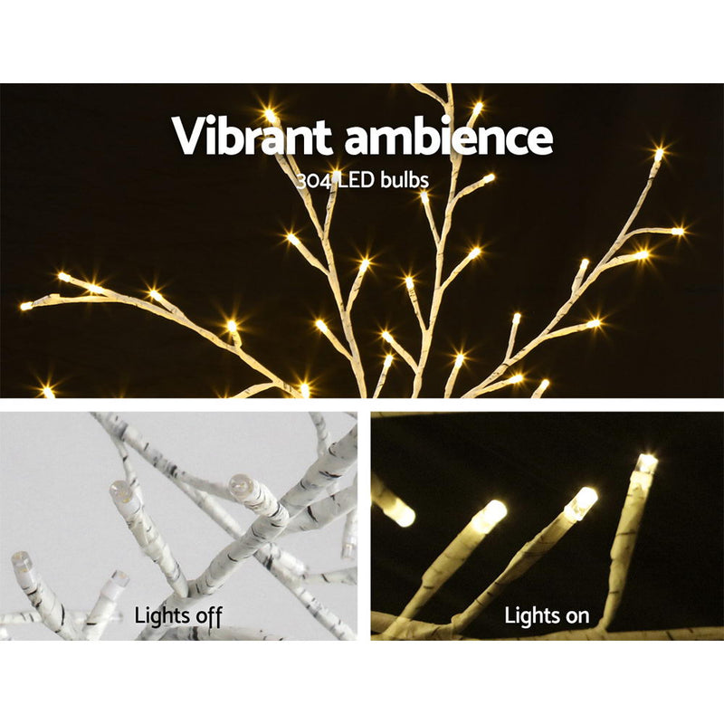 1.5M LED Christmas Branch Tree 304 LED Xmas Warm White Optic Fiber