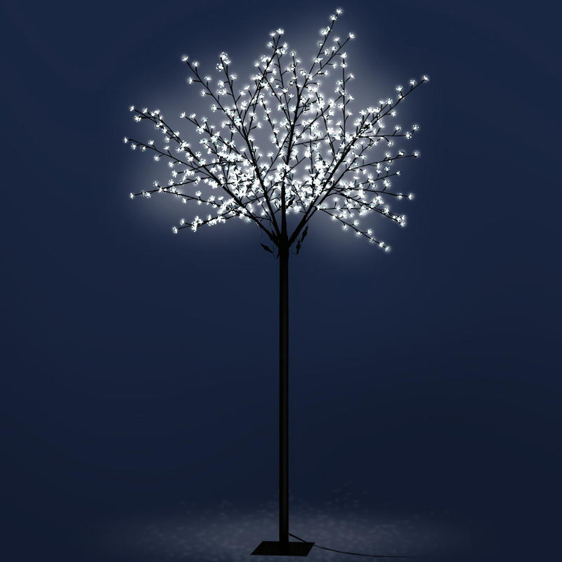 2.5M LED Christmas Blossom Tree 600 LED Optic Fiber Cold White