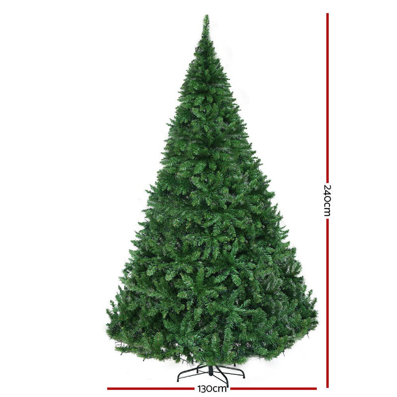 2.4M 8FT Christmas Tree 1488 LED Lights 1488 Tips Warm White Green