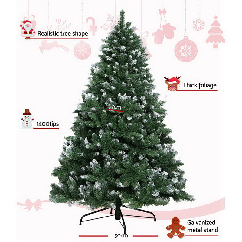 2.4M 8FT Christmas Tree Xmas Home Decoration 1400 Tips Snowy Green