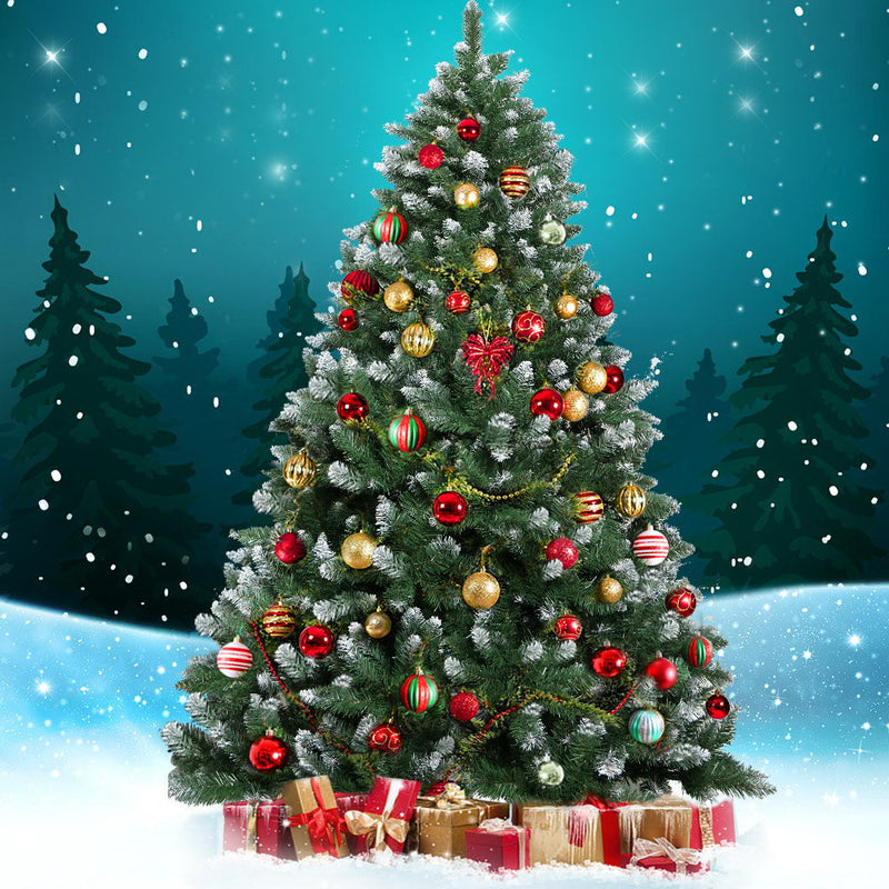 2.4M 8FT Christmas Tree Xmas Home Decoration 1400 Tips Snowy Green