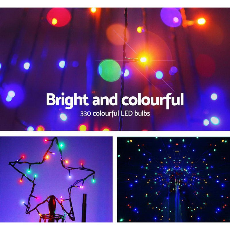 3M LED Christmas Tree Lights 330 LED Xmas Multi Colour Optic Fiber