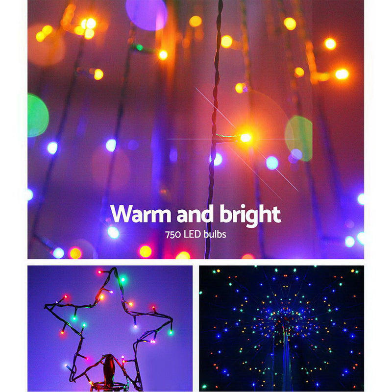 5M LED Christmas Tree Optic Fiber Lights 750pc LED Multi Colour