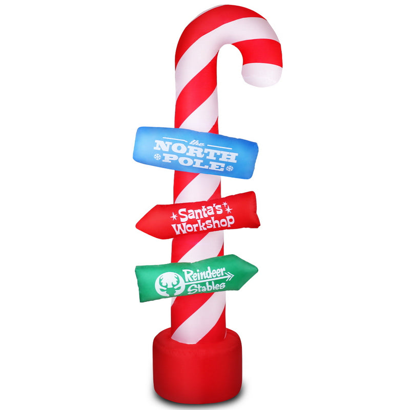 2.4M Christmas Inflatable Santa Guide Candy Pole Xmas Decor LED