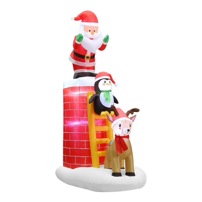 2.4M Christmas Inflatable Santa on Chimney Decorations Outdoor LED